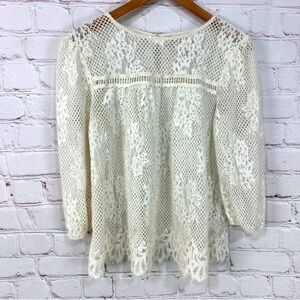 Knox Rose Barbay doll lace top blouse shirt size medium western Bohemian vacay